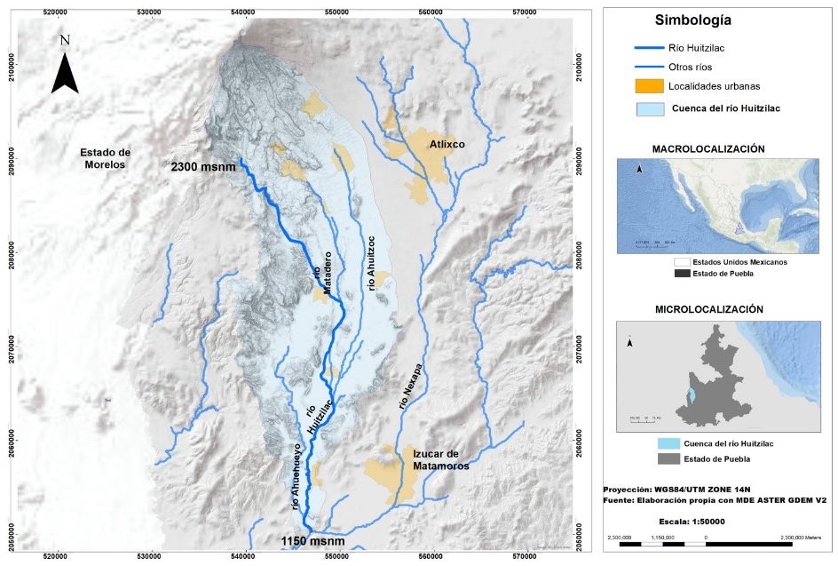 Red hídrica de la cuenca del río Huitzilac. 