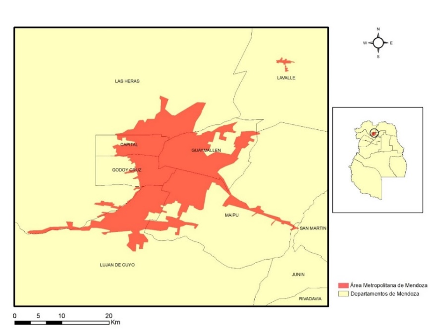 Área Metropolitana de Mendoza en la Provincia de Mendoza. 