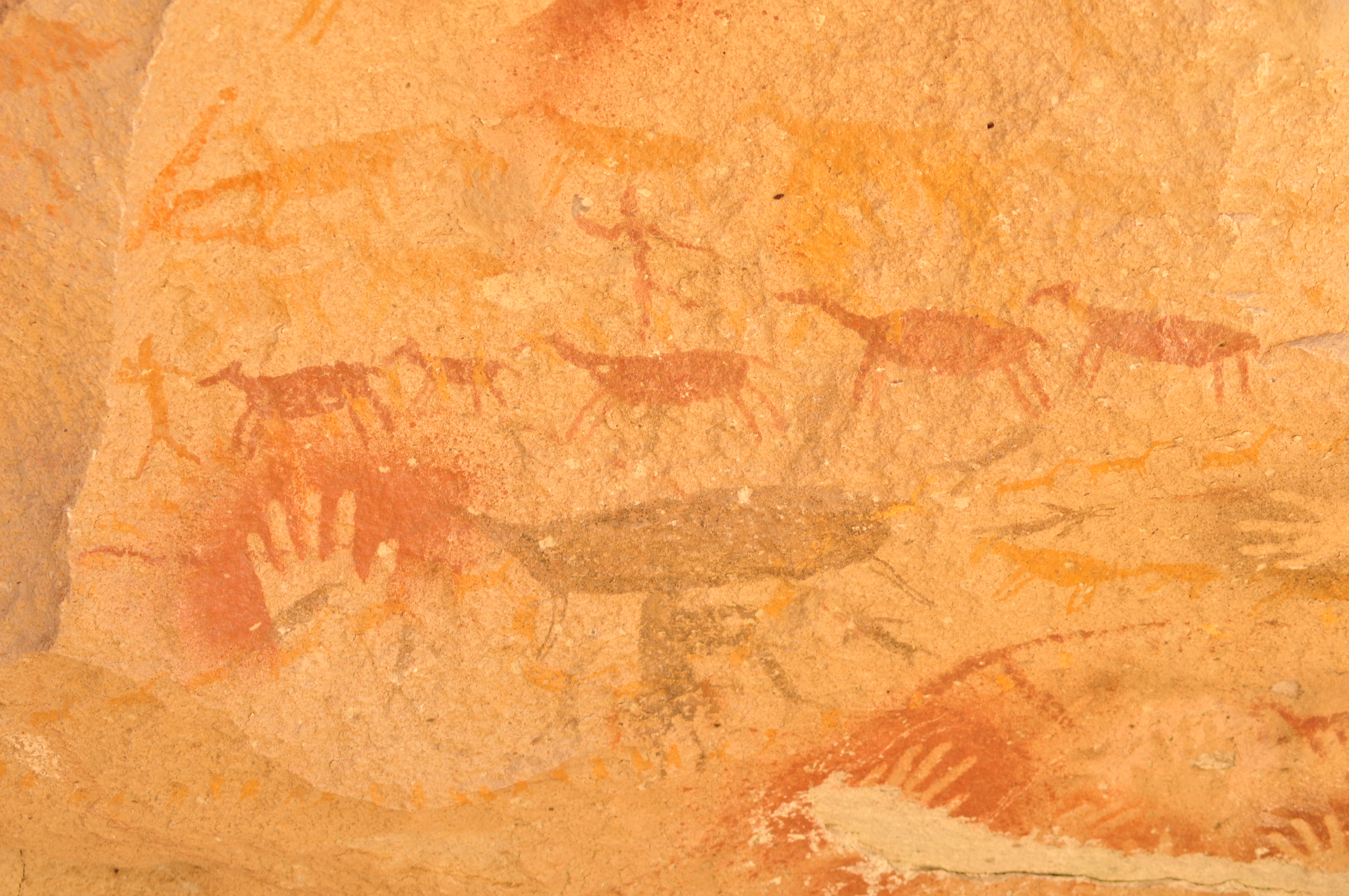 Escenas de caza -Grupo A- en el sitio Cueva de las Manos, Santa Cruz, Argentina. Imagen: M. V. Fernández.