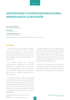 Discapacidad y cultura organizacional: aportes hacia la inclusión